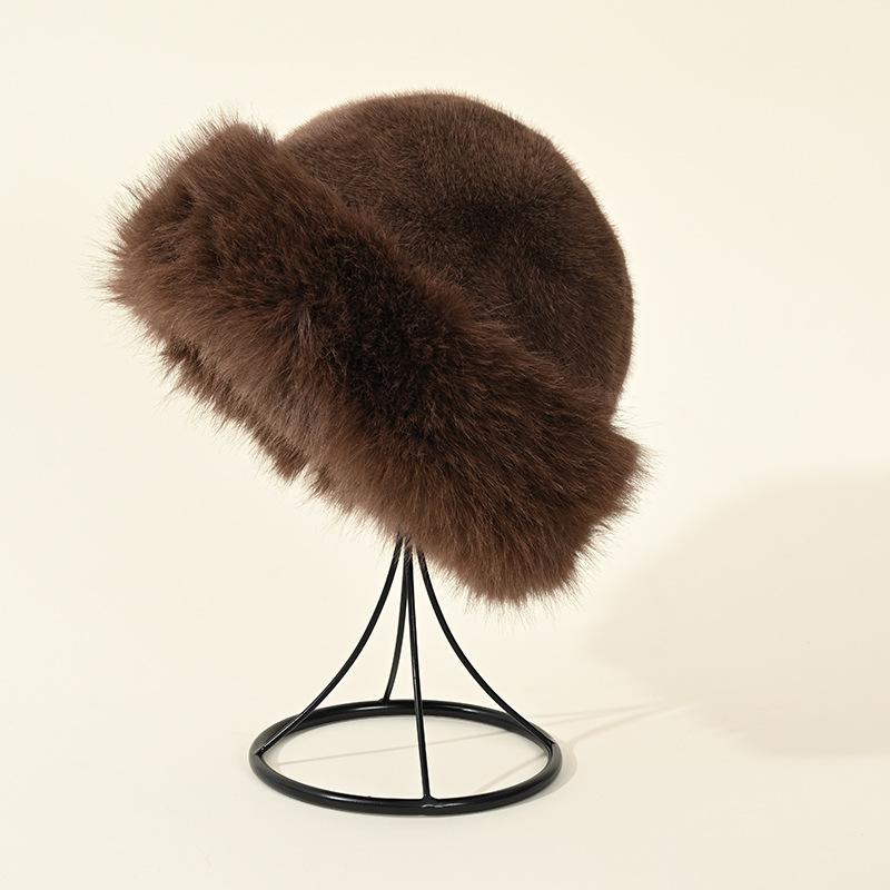Autumn and winter ladies hat teddy plush bucket hat fashion versatile basin hat warm hat