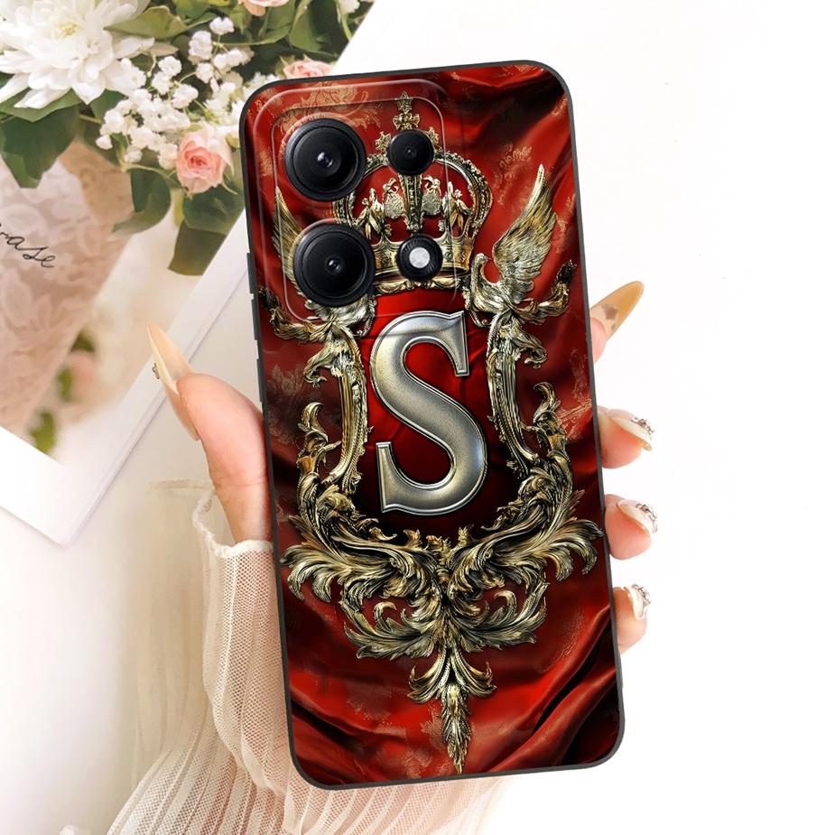 Für Xiaomi Redmi Note 14S Hülle Niedliche Krone Buchstaben Abdeckung Stoßfest Weiches TPU Handyhüllen Für Xiaomi Redmi Note 14S Note14S Fundas