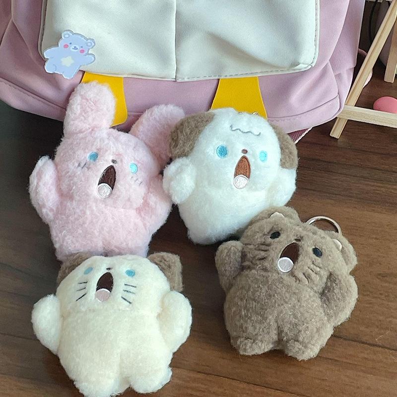 Cute Screaming Puppy Plush Keychain Cartoon Doll Bag Pendant Korean Ins Style