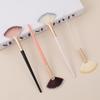 Dual-Use Long-Handled Fan Makeup Brush – Soft Bristles for Gentle Blending and Setting