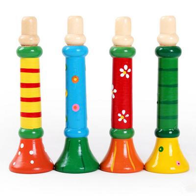 Trompette en bois multicolore petite enfants bébé instrument de musique jouet d'apprentissage cadeau