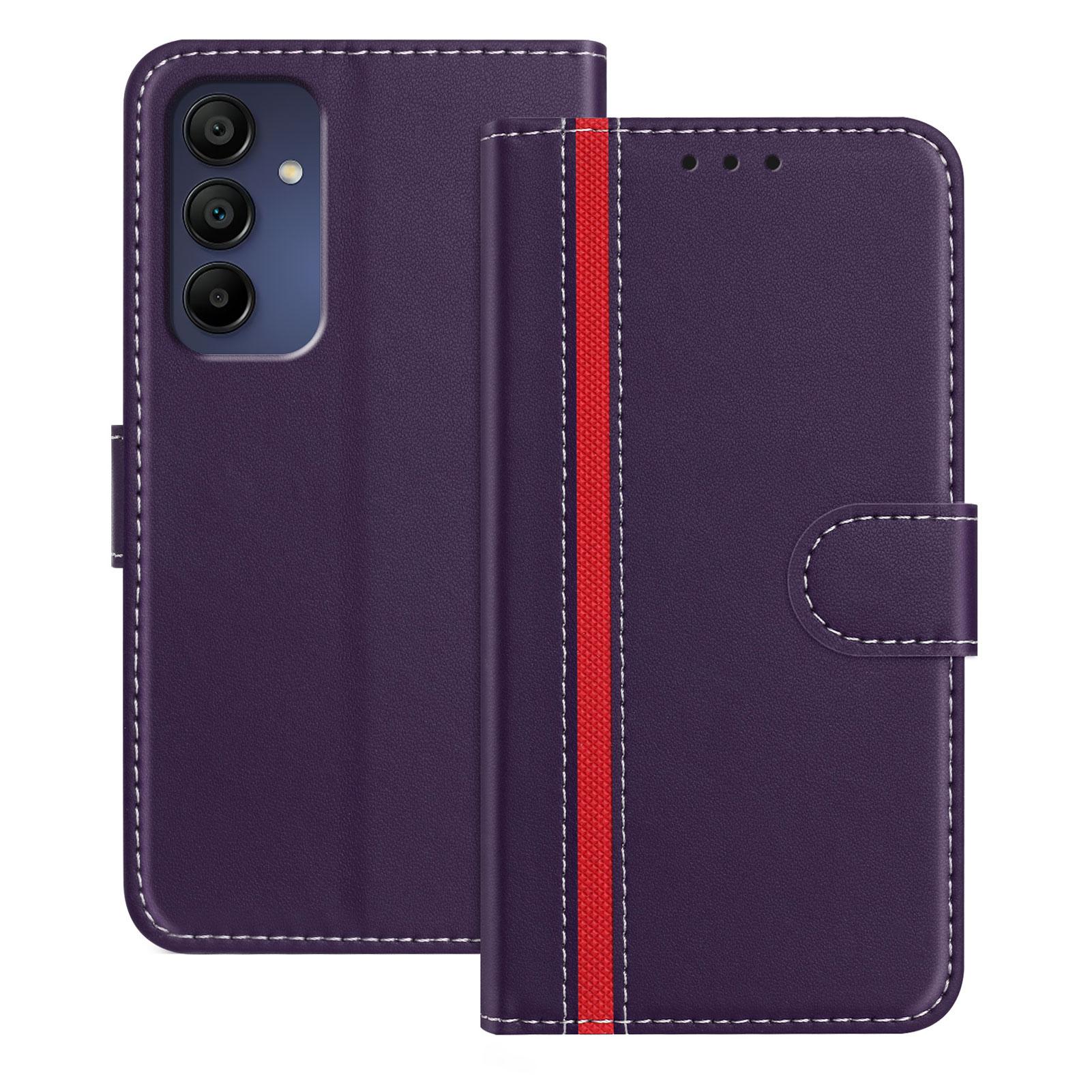 

For Samsung Galaxy A16 5G Phone Cases Wallet Stand Color Splicing Leather Cover with Magnetic Clasp Purple