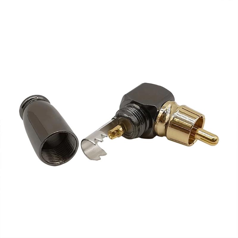 RCA Male Plug Right Angle Video/Audio Wire Connectors Gold Plated RCA Jack Plug Audio Speaker Connector