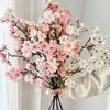 Pink Artificial Sakura Flower Decorative Silk Artificial Faux Plants Long Branches Peach Fake Cherry Blossoms