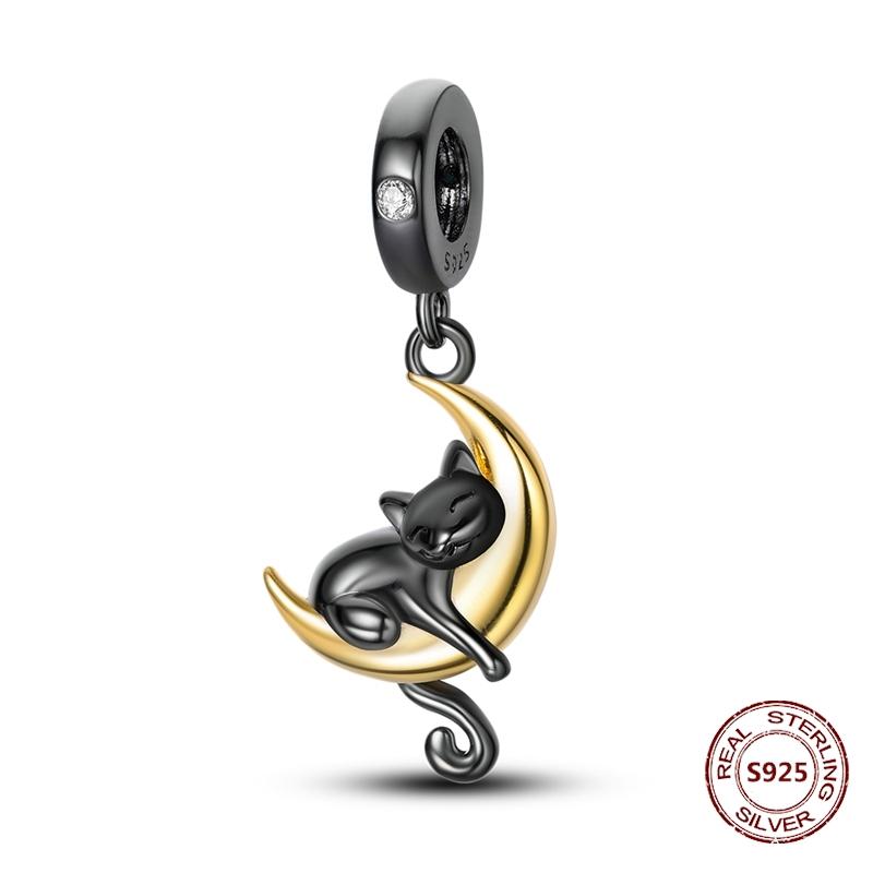 Copper Original Dog Cat Safety Chain Lazy Cat Pink Zircon Pet Paw Print Footprint Charms Fit Bracelet For Women Diy Jewelry