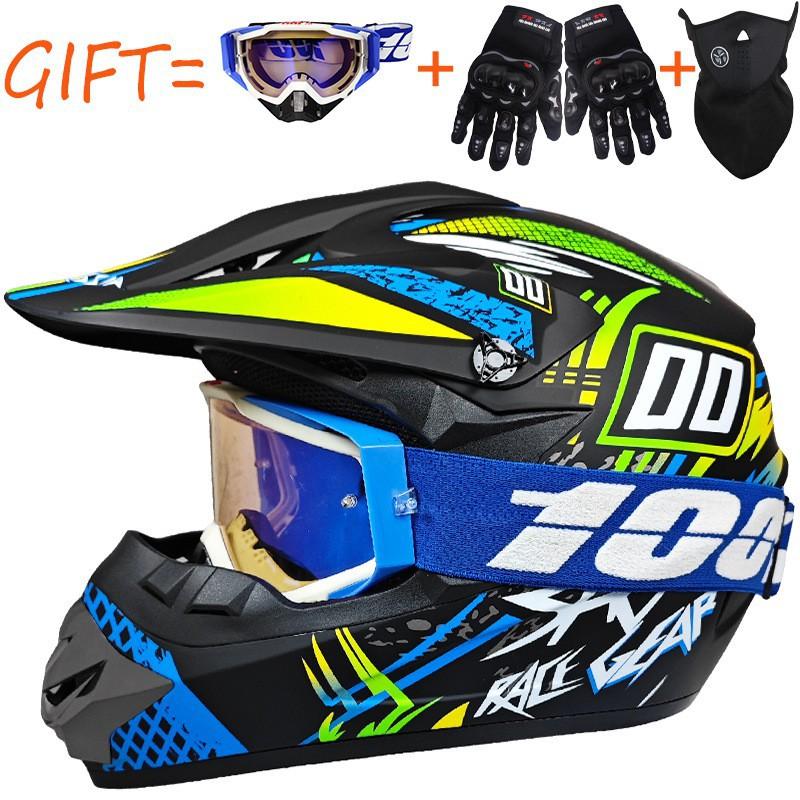 Equipped With 100% Goggles + Gloves Mask Off-road Helmet Mountain Biking Downhill Youth Go-kart