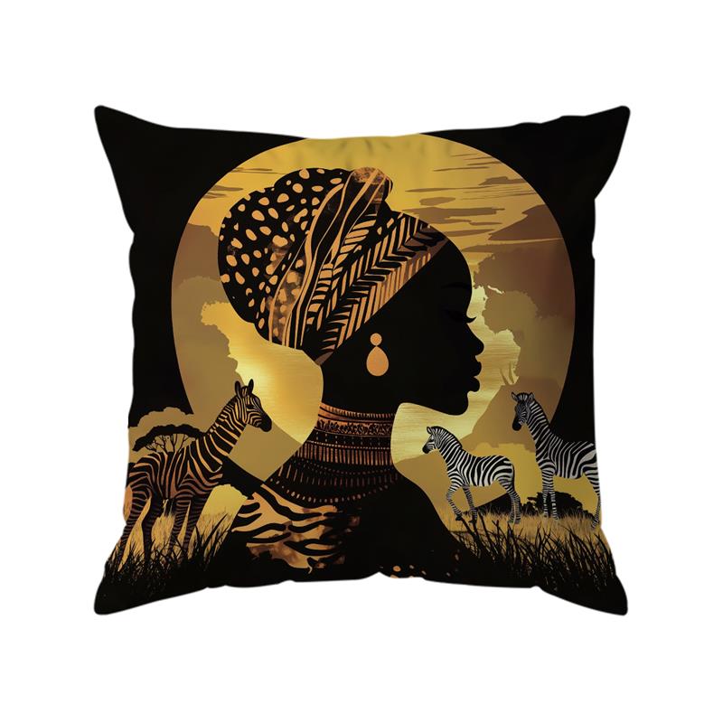 African Women And Animals Painting Pillowcase Throw Pillow Cover Vintage Cushion Covers Home Living Room Sofa Couch Seat Decor