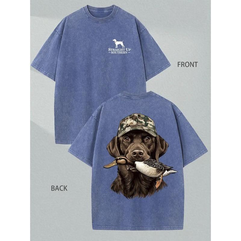 

European sizes Men s T-Shirt - Retro Duck Hunting Design with a Relaxed Crew Neck, Round Outdoor Activities, Casual Street Fashion 5XL