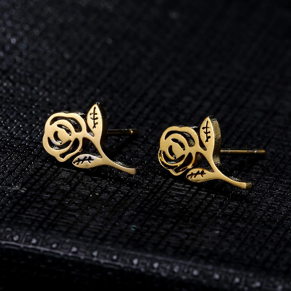 Gorgeous Women Rose Flower Ornament Set Necklace & Ear Stud Festival Birthday Gift Photo Props