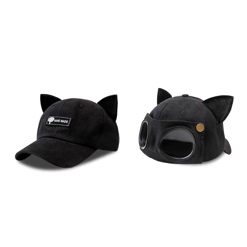 2026 New Cat-ear Sunglasses Baseball Cap Y2K Washed-out Pilot Hat for Men, Women Outdoor Sun Protection Hat