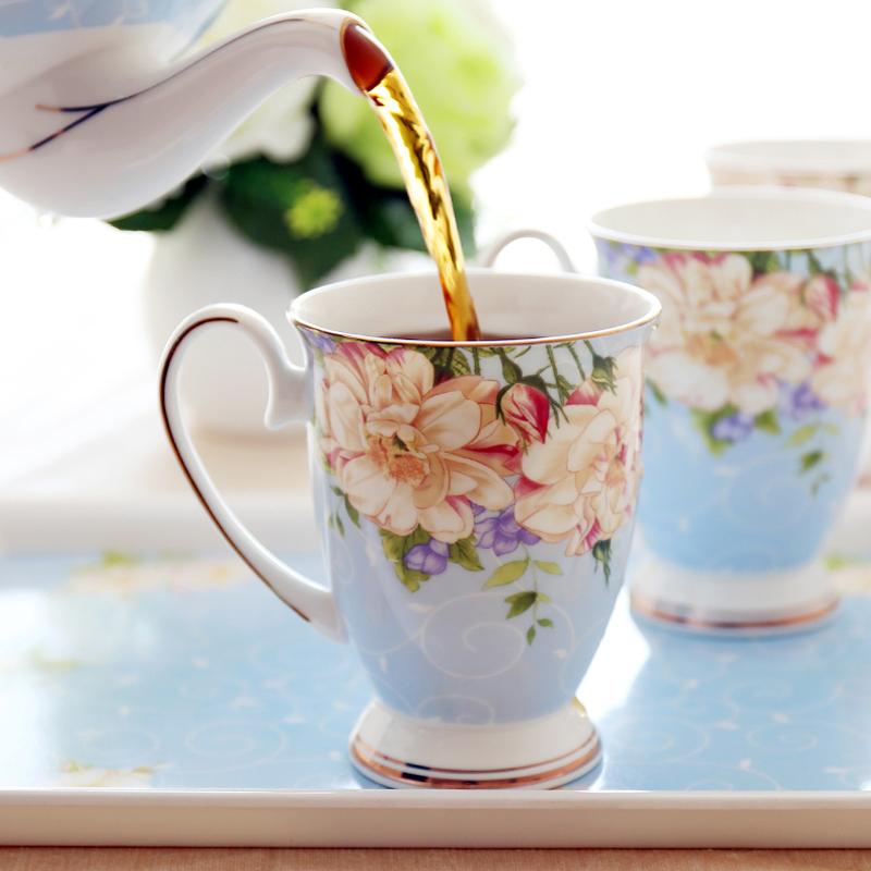Floral Bone China Mug Tea Cup Porcelain Coffee Mug Teacup Gold Rim Ceramic Mug Milk Coffee Drinking Cup Christmas Birthday Gift