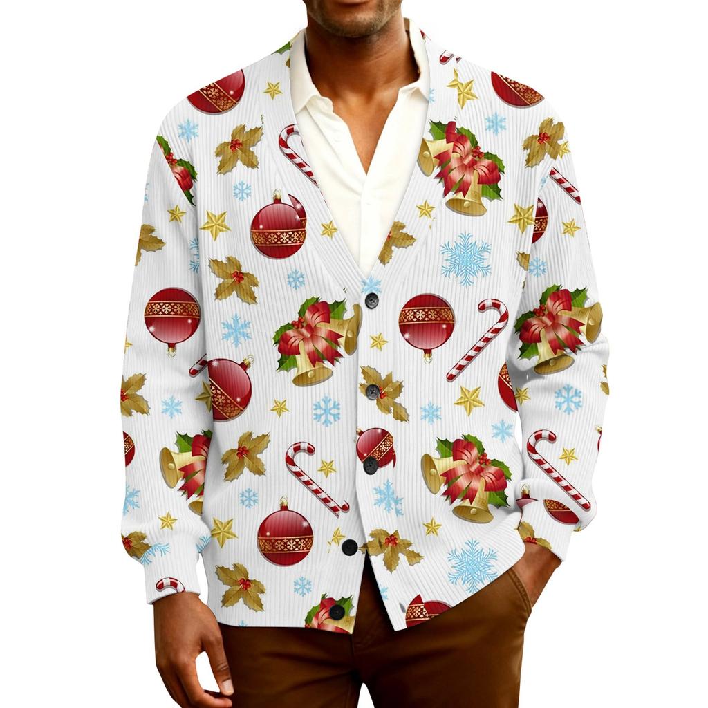 Herre Cardigan med lange ermer i ribbestrikk