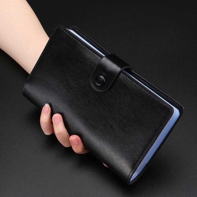 Large Capacity Genuine Leather Multi-Card Holder - Men's & Women's Long Cowhide Credit Card Document Wallet (Korean Design)