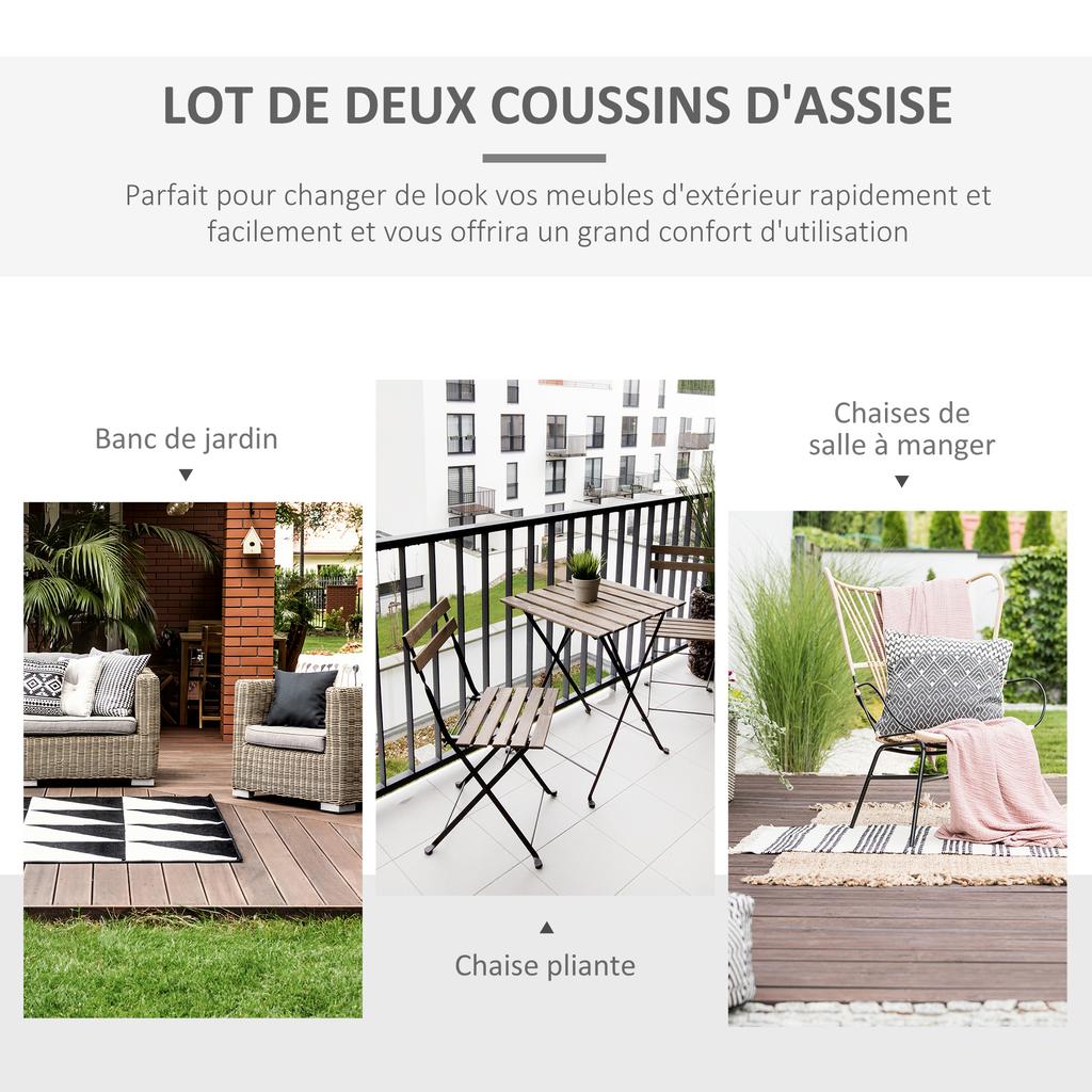 Polyester Set Of 2 Garden Chair Cushion Grey