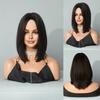 Cross Border European American Women's Wig Black Short Hair Straight Shoulder Length Split Set
