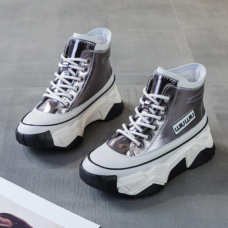 High-top Women's New Leisure Sports Gaobang Women's Shoes Winter Velvet Thick-soled Muffin Women's Shoes