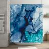 Abstract Watercolor Shower Curtain Blue Ocean Waves Design for Bathroom Decor Customizable Size from 60x72 to 84x96 (No Hardware