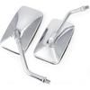 10MM Chrome Motorcycle Mirrors, Universal Silver Rectangle Silver Retangle