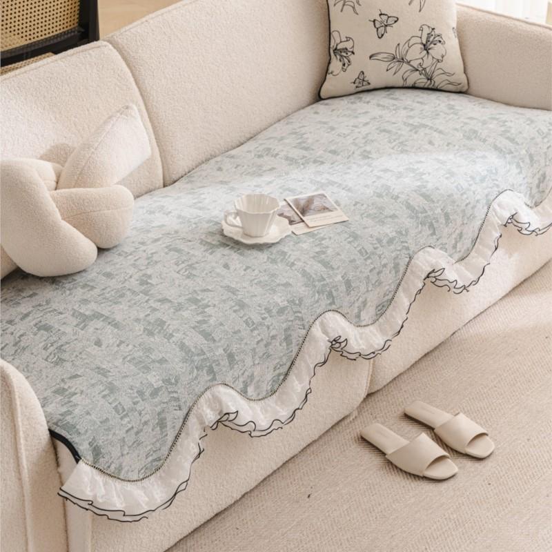 Vintage White Lace Elbow-rest Mats Chenille Loveseat Chair Pads Mid-Century Frech Aesthetic Anti-skid All-weather Plant Mattress Covers