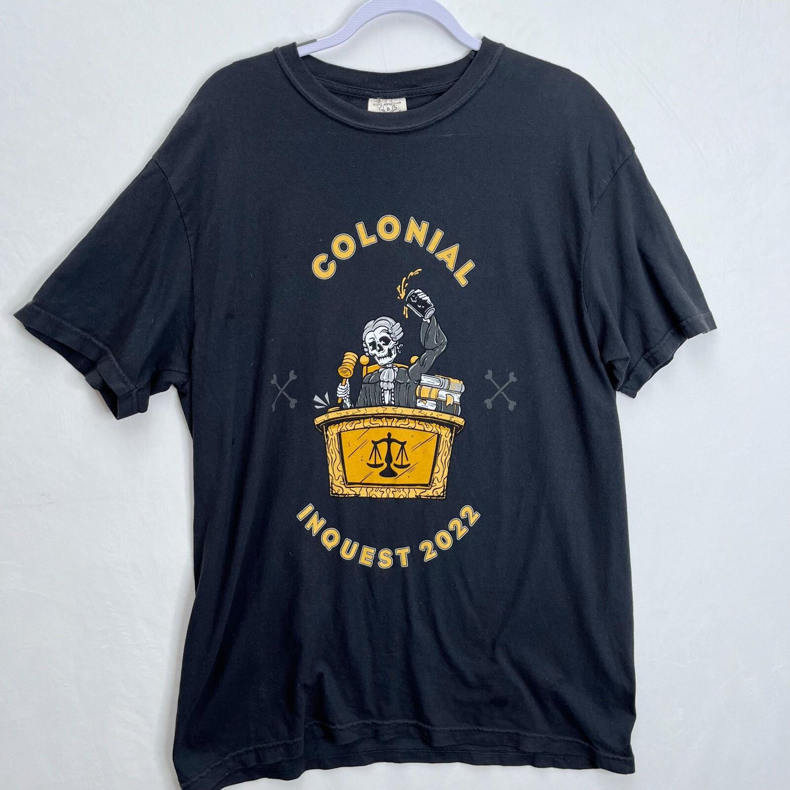 Billy Bones Club Men s Large Black Coronial Inquest 2022 Crew Neck Unisex T-Shirt S