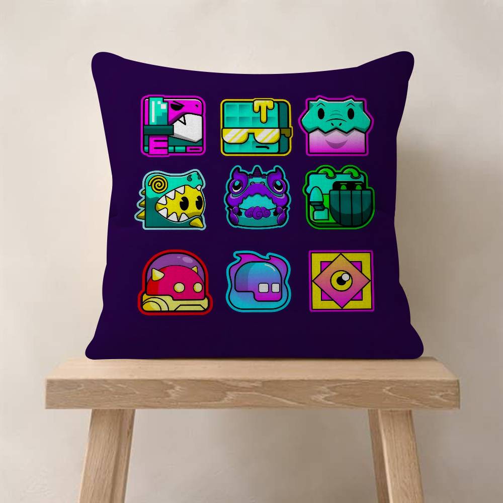 Game Geometry Cartoon Dash  Pillow Gift Home Office Decoration Bedroom Sofa Car Cushion Cover Case 45x45