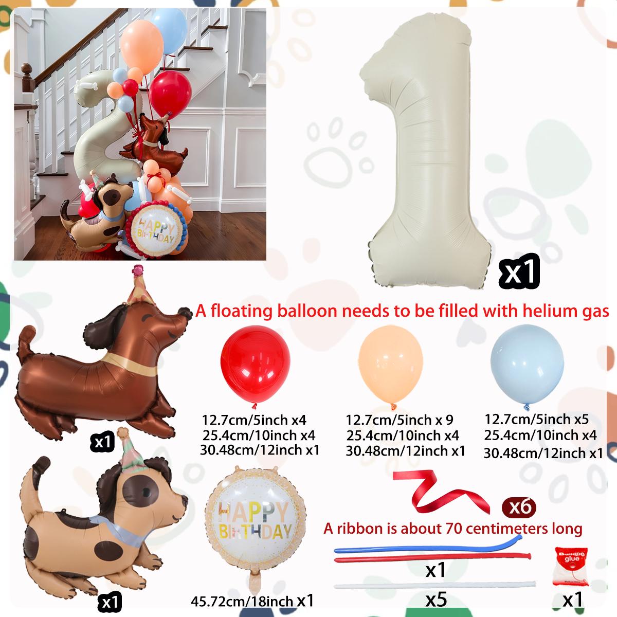 

Milk white digital column balloon set with cute dog aluminum foil balloons for anniversary, birthday party decoration (0-9) Other