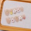 10Pcs Cat Eye Almond Press On Nails Handmade 3D Flower Design Reusable Stick On False Nails For Women