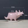 Ceramic Triceratops Planter with Tray, Creative Dinosaur Statue Garden Pot for Succulents Flower Pots Home Office Desktop Decor