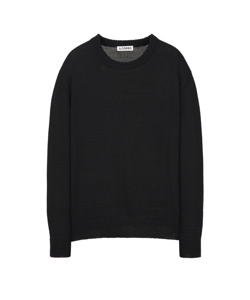 IL CORSO Sheer Round Neck Knit Black