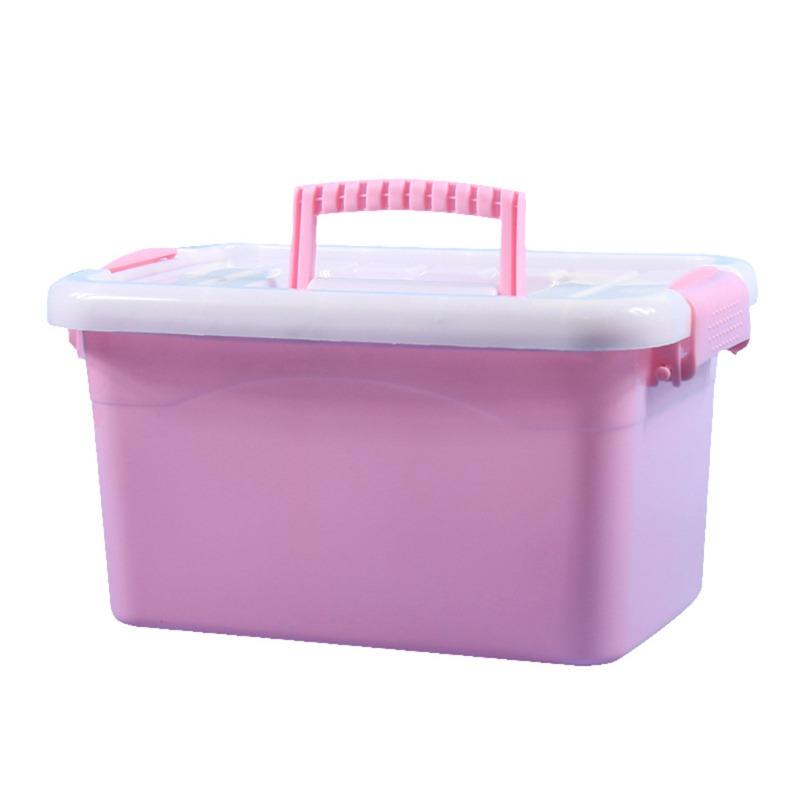 Cutie Mare de Depozitare din Plastic cu Capac Portabilă Transparentă Albastră Cutie Jucării Copii Container Papetărie Studenți Cutie Sortare Cosmetice