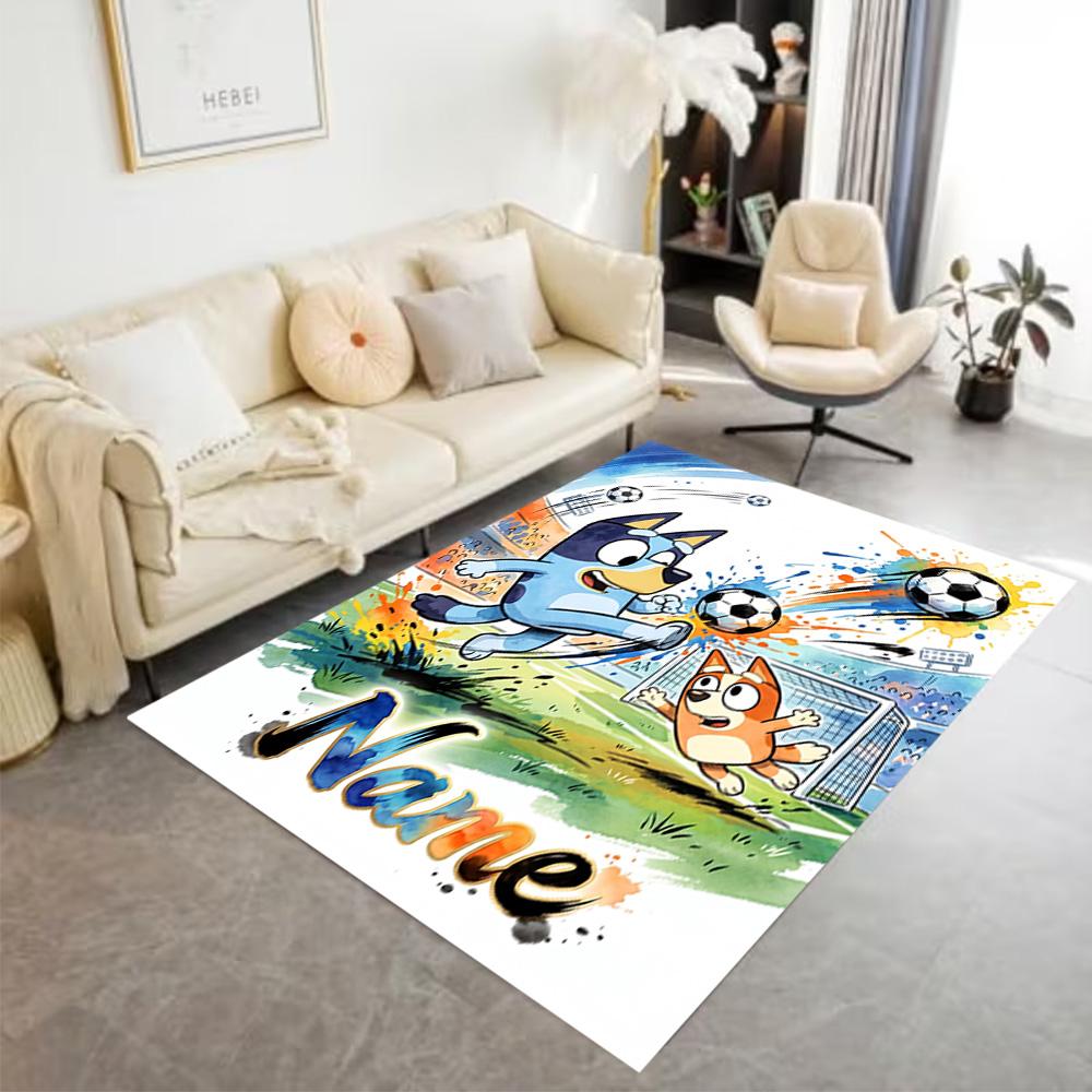 Bluey's Christmas Adventure Customize Your Name Floor Rug Office Rug Suitable for Study room Decorate room Entryway Foyer Anti-slip Rug