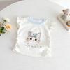 Summer Girls' Cotton T-shirt Cartoon Rabbit Printed Round Neck Flying Sleeve Vest Top Baby Girls Sweet Bow Loose T-shirts