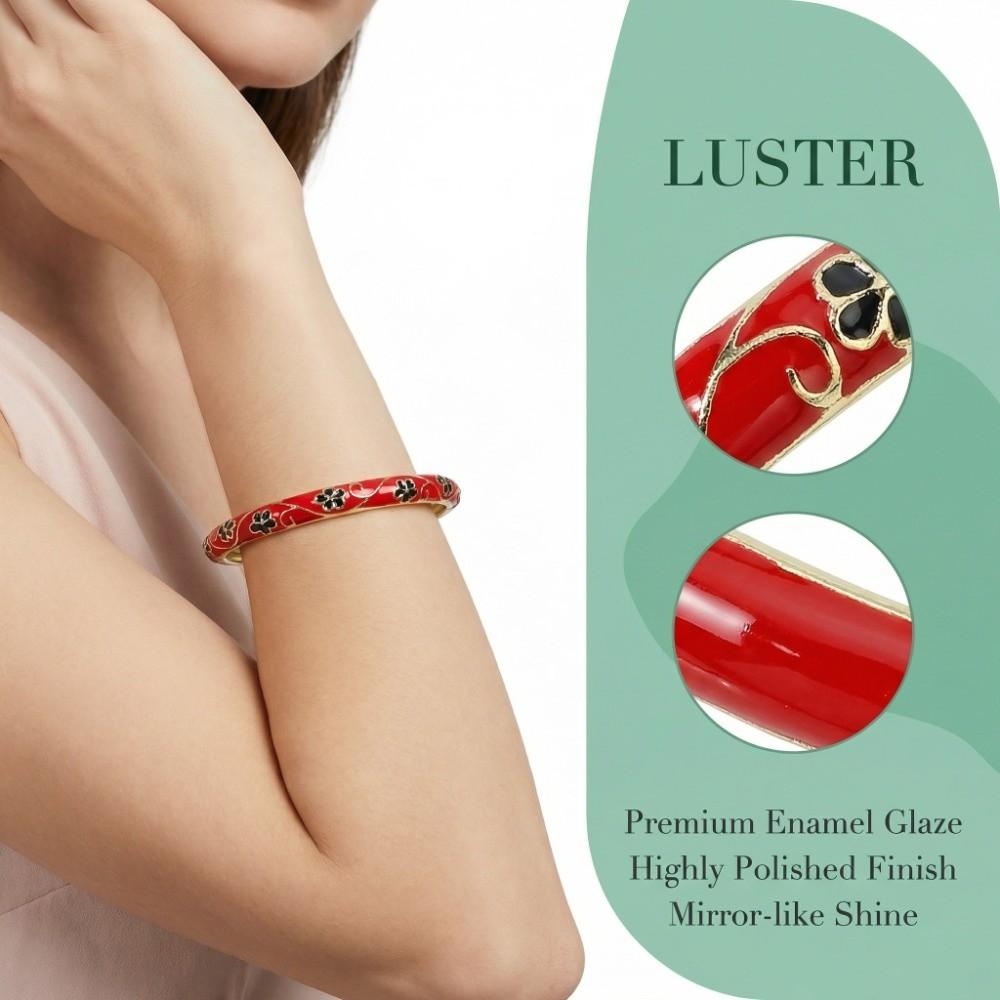 Enamel Flower Bangle Colorful Women's Hand Bracelet Vintage Cloisonne Bangle  Jewelry Gifts