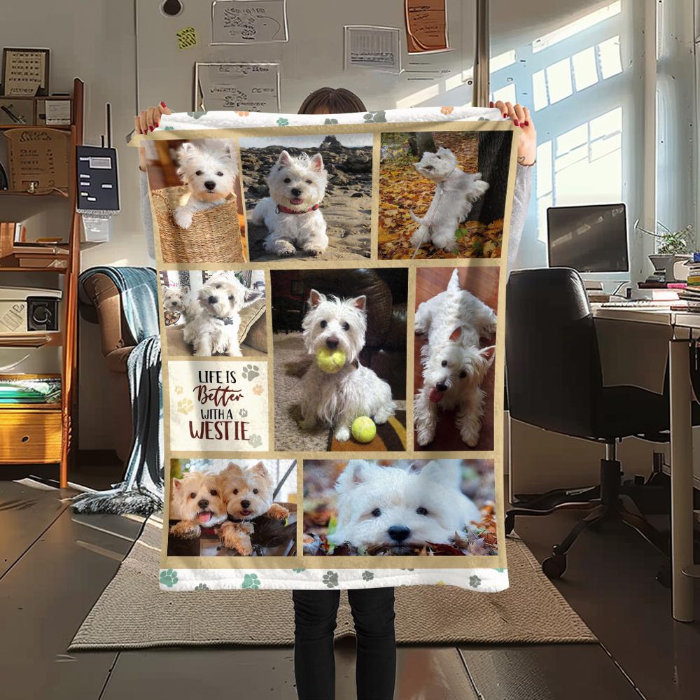 1Pc Cute Yorkshire Print Flannel Blanket, High quality Comfortable for All Seasons, Home Decor, Warmth and Comfort, Perfect for Christmas Gifts