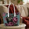 Gothic Heart Rose Print Tote Bag Fashion Daily Carry Handbag Unique Design Shoulder Bag