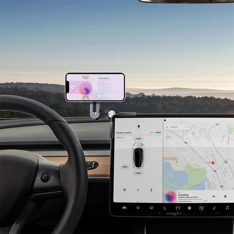 Phone Car Holder For Tesla Model 3/Y Central Control Screen Magnetic Car Phone Holder 360 Degree Rotation Screen Holder