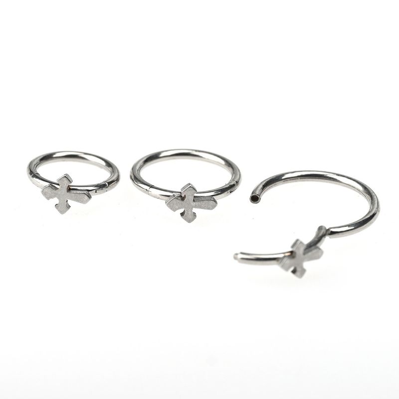 Raccon Raccoon Cross Seamless Ring Titanium Steel Lip Ring Buckle Ear Bone Stud Fashion Sexy Ins Piercing Jewelry