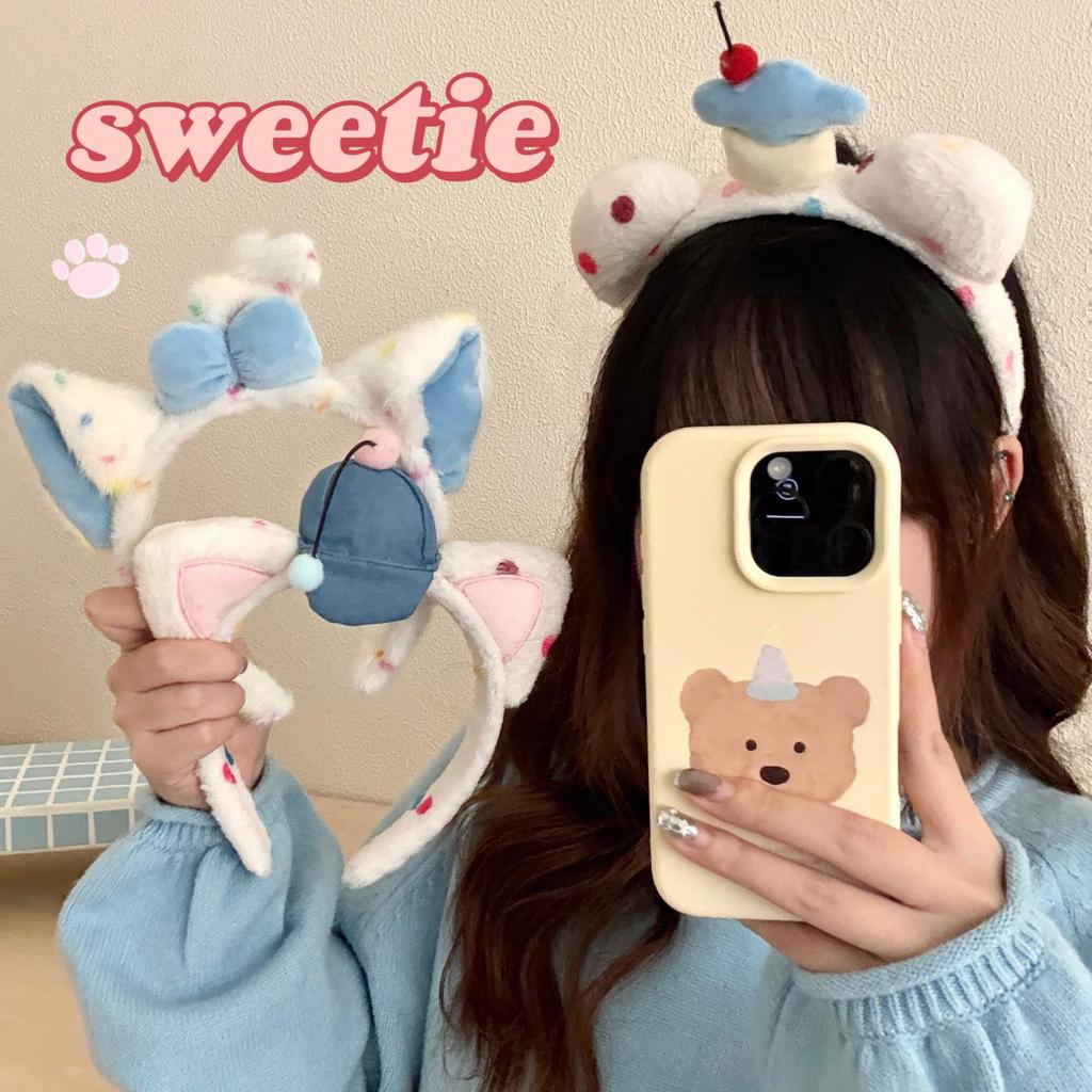 Girlish Amusement Park Cute Pet Ears Headband - Versatile Makeup, Wash Face, and Photo Prop Hair Clip Headwear.