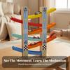Four-Track Sliding Car Toy Educational Wooden Ramp Race Track Set Racetrack