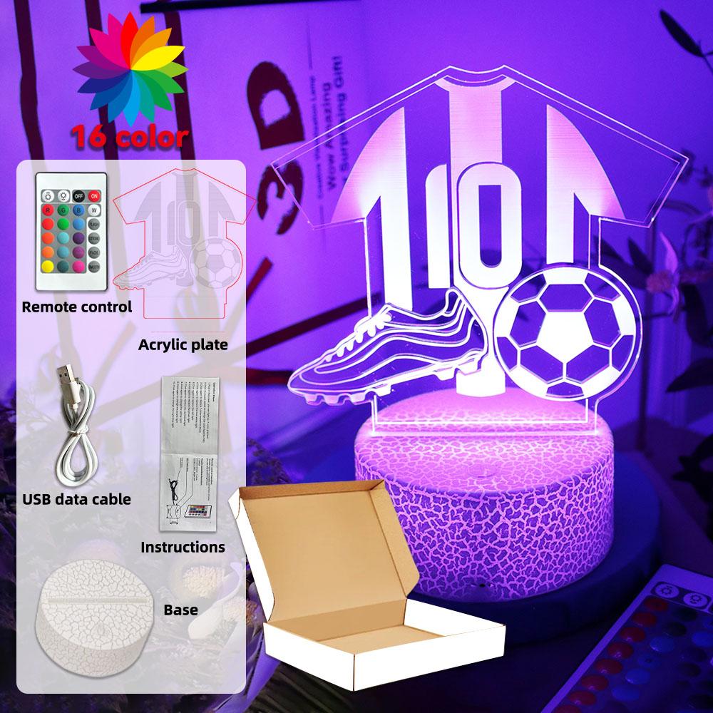 Football Player Night Light Touch Remote Control RGB LED Lamp Bedroom Decorate Novelty Creative Sports Theme Gift Boys Kids Fans