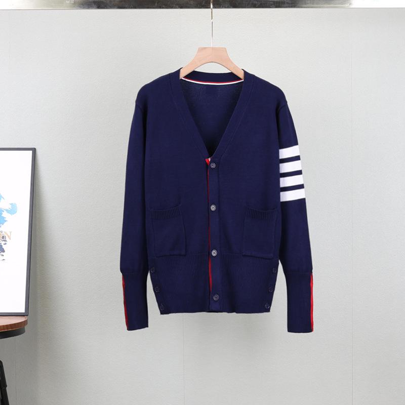 Women's Red Knit V-Neck Cardigan - Short Jacket, Trendy 2025 Style