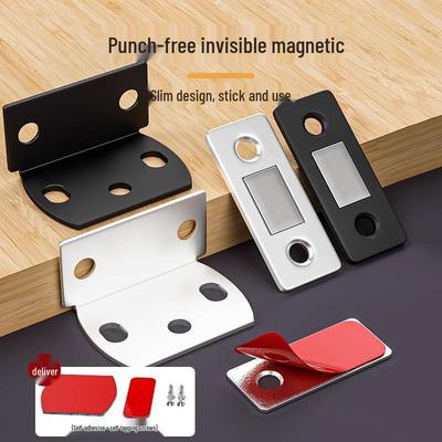 L-Shaped Magnetic Door Stop & Lock - Punch-Free Strong Magnetic Catch for Cabinet or Room Doors.
