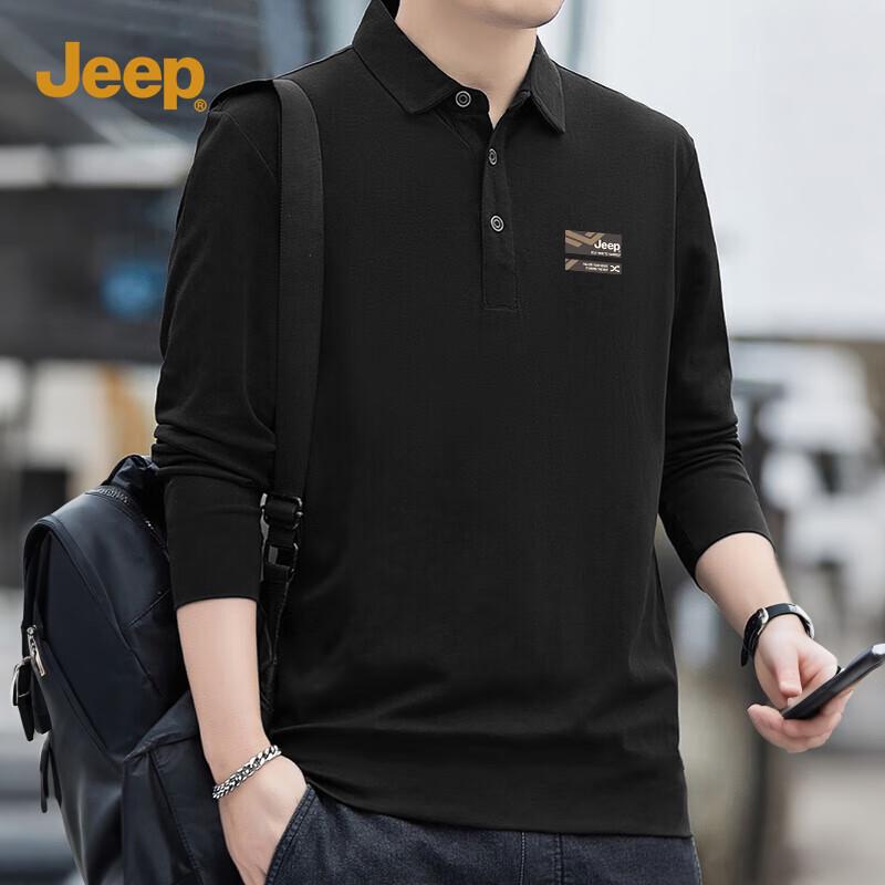 JEEP Men s Casual Long Sleeve Polo Shirt M