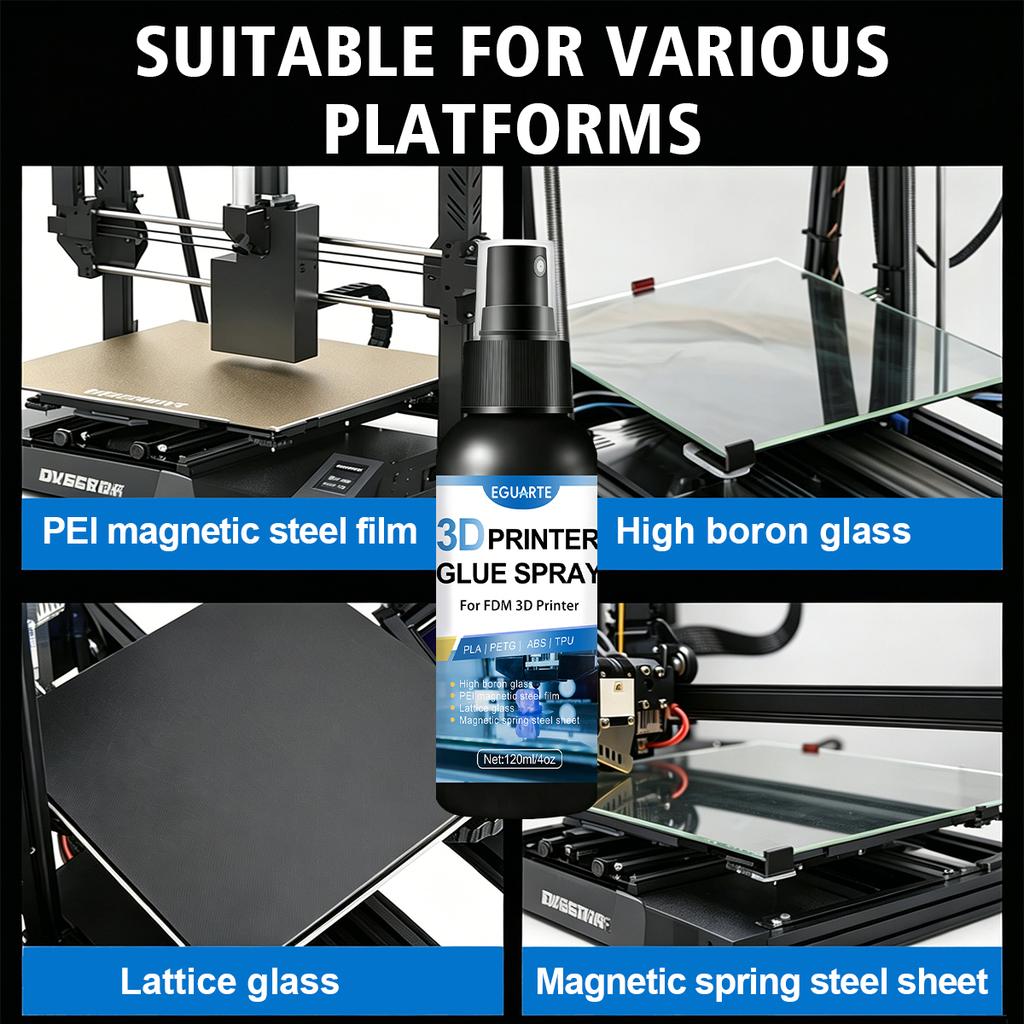 High-Strength 3D Print Platform Glue Spray, Heat Bed Adhesive To Stop Warping, Compatible with TPU/PLA, Easy Apply