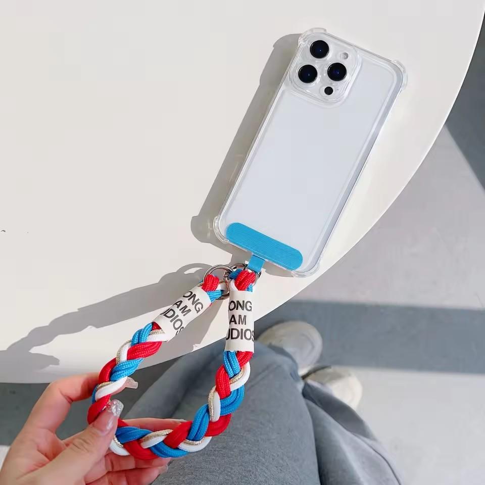 Short Hand Wrist Strap Colorful Accessories for Mobile Phone Color Collision Lanyard Wristband Hanging Rope for Cell Phone Case