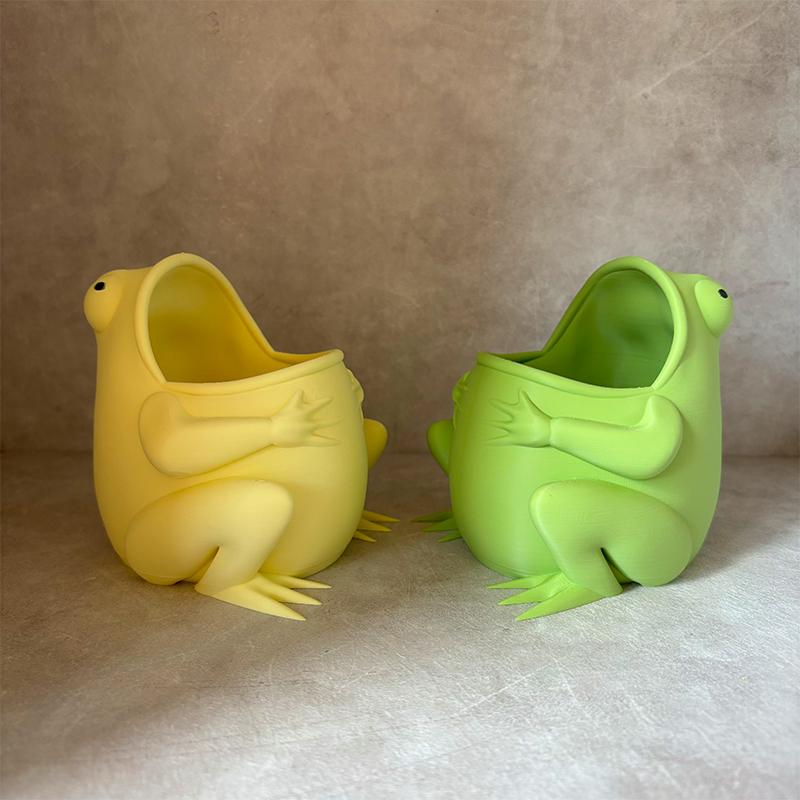Cute Frog Flower Pot Succulent Plant Pot Plastic Planter Desktop Ornament Pen Container Home Garden Decoration