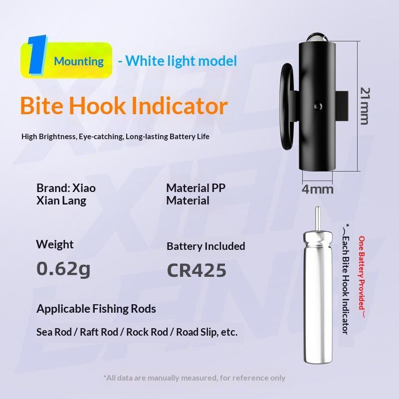 Portable LED Fishing Bite Alarm 1PC Sensitive Sound Light Rod Tip Alert for Offshore Inshore Fishing White light