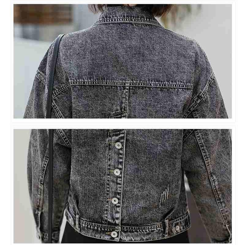 Denim Jacket Women Grey Loose Coat Casual Vintage Bomber Jackets Female Outwear 2019 Autumn Jackets