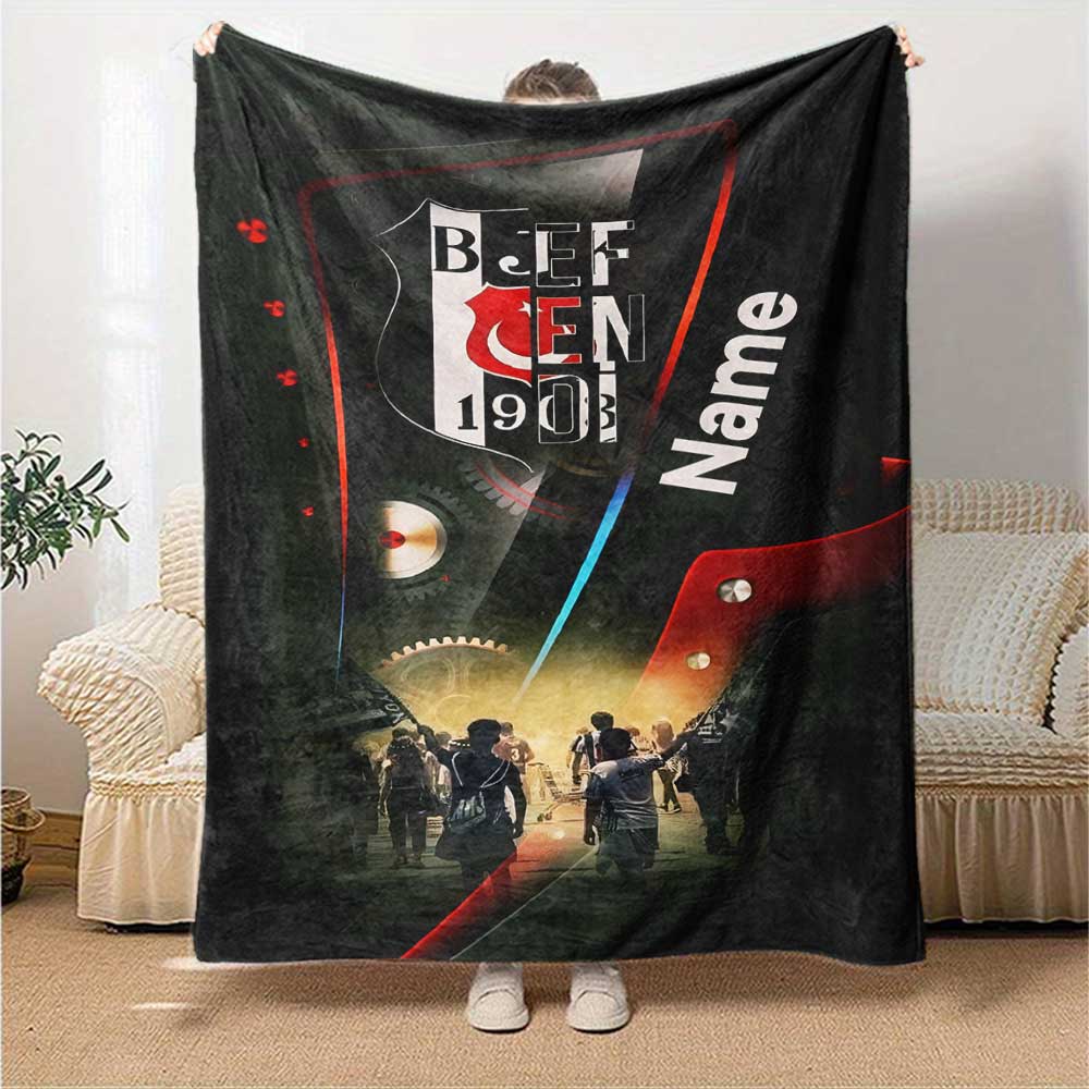 Ikta Crest Legacy Customize Your Name Blanket Throw Customizable Blanket Soft Warm Cozy Perfect for Office Chair Chair Office Bedding for All Occasion