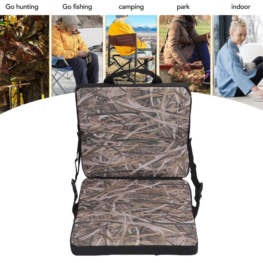 Folding Seat Cushion 600D Oxford Cloth Reed Pattern Portable Stadium Seat Chair Cushion for Sports Events Travel Hiking Fishing